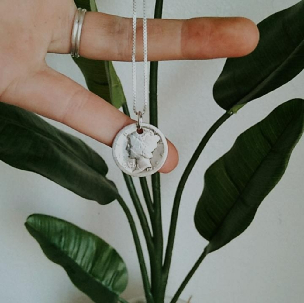 Mercury dime necklace